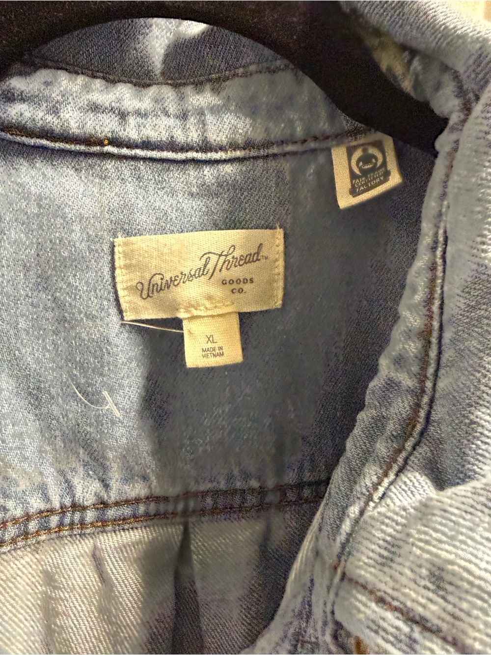 Light Wash Denim Button-Up Mini Dress - Picture 3 of 4